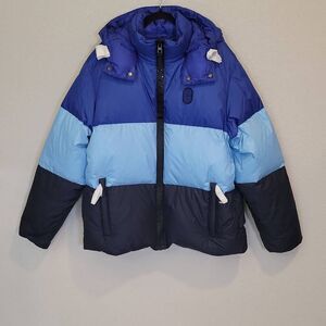 NWT Coach Men's Colorblock Down Puffer Jacket Blue Multi Size XXL